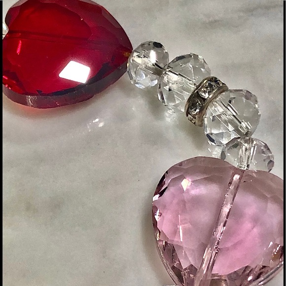 Red & Pink Cut Glass with beads - Picture 6 of 7